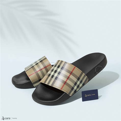 rubber burberry slides women|Burberry vintage check slides.